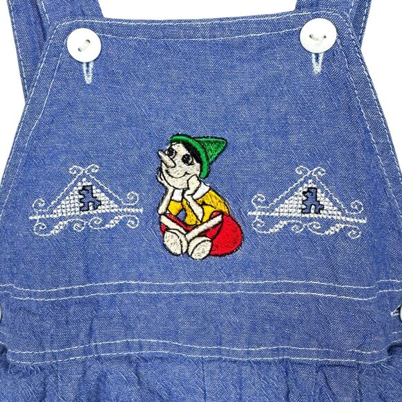 Artigianato Ricami Unisex Faux denim embroidered shorts overalls Size 2 - Picture 6 of 14